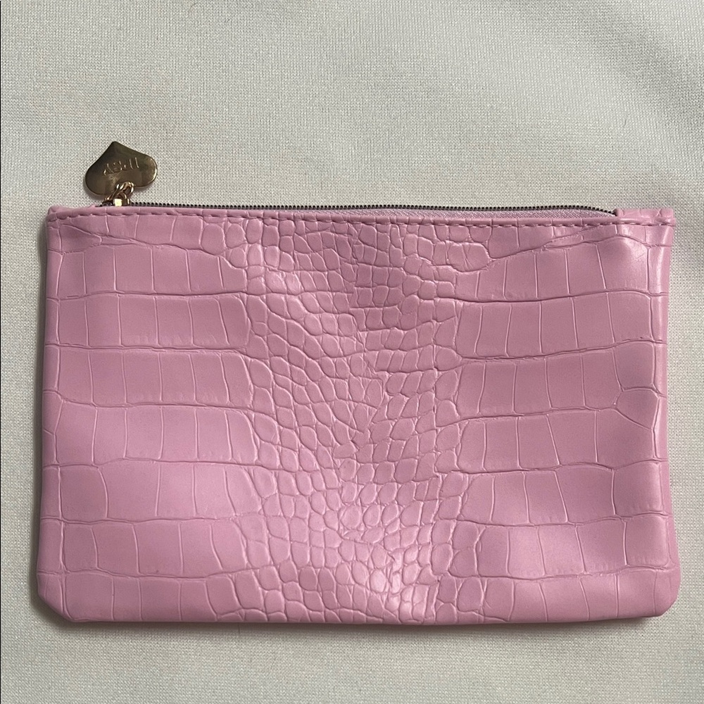 Pink Crocodile-Embossed clutch